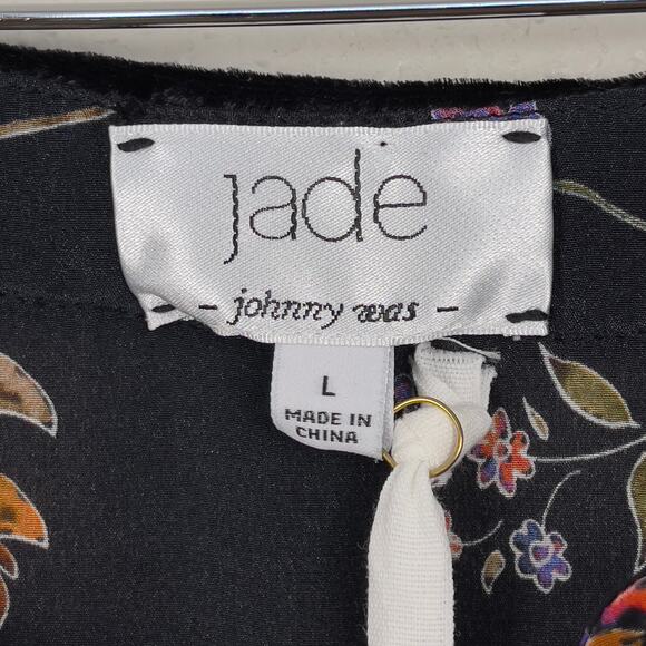 Johnny Was Jade Luca Maxi Dress Black Floral Size Large Silk Boho Whimsigoth NWT - Picture 4 of 10